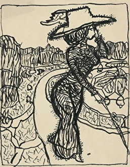 Konstantin Kovari Prints: Caricature of a lady, 1908-1912. Creator: Konstantin Kovari-Kacmarik