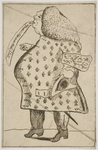 Caricature of a Man declaring: I m against Hanover thats flat, ca. 1757