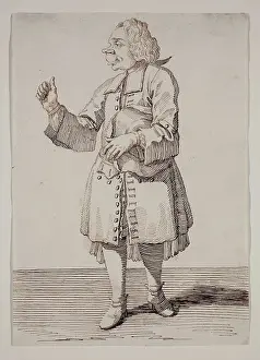 Brown Ink Prints: A Caricature of a Man Holding His Hat Under His Left Arm
