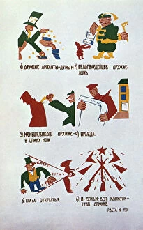 Vladimir Mayakovsky Gallery: Caricature against the Monarchists, (Okna Rosta), 1920. Artist: Vladimir Mayakovsky