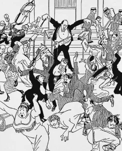 Caricature on Schoenbergs Chamber Symphony No 1 on 31 March 1913 in Vienna, 1913