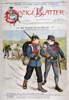 Boots Prints: A caricature of the Triple Alliance in Lustige Blatter magazine, 1893. Artist: Henri Meyer