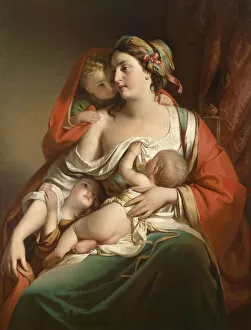 Mother And Child Collection: Caritas. Creator: Amerling, Friedrich Ritter von (1803-1887)