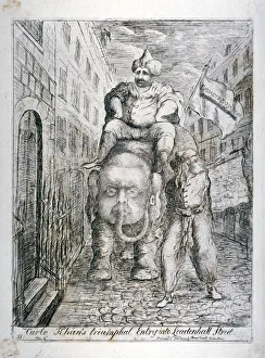 Charles Fox Prints: Carlo Khans triumphal entry into Leadenhall Street, 1783. Artist: James Sayers