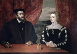 Carlos I Prints: Carlos I (1500-1585) King of Spain with his wife