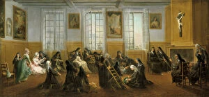 Supplication Gallery: The Carmelite Nuns in the Warming Hall, mid 18th century. Artist: Charles Guillot