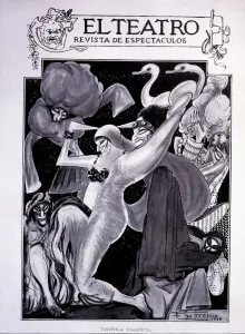 Carmen Tortola Valencia (1882-1955), Andalusian dancer, caricature by Fresno for