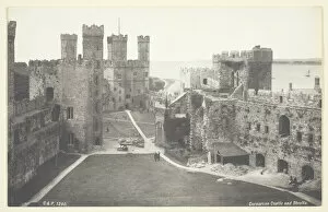 Caernarfon Gwynedd Wales Collection: Carnarvon Castle and Straights, 1860 / 94. Creator: Francis Bedford