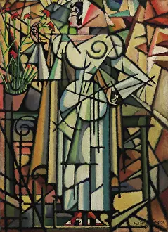 Amadeo De 1887 1918 Prints: The Carnation Girl, 1913. Creator: Souza-Cardoso, Amadeo de (1887-1918)