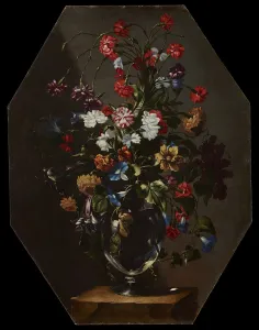 Carnations, dahlias and hyacinths in a vase, c. 1670