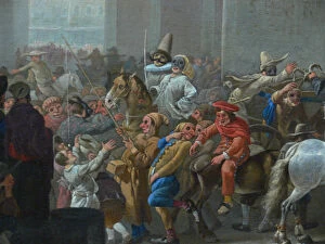 Mime Gallery: Carnival in Rome (Detail), c. 1650. Artist: Lingelbach, Johannes (1622-1674)