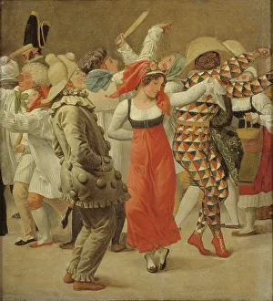 Festivities Prints: The Carnival in Rome. Fragment, 1828. Creator: CW Eckersberg