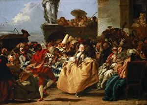 Commedia Dell Arte Gallery: Carnival Scene (The Minuet). Artist: Tiepolo, Giandomenico (1727-1804)