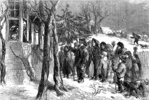 Jackson M Prints: Carol-singing in Yorkshire - drawn by John Gilbert, 1864. Creator: Mason Jackson