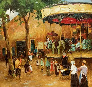 Carousel Prints: Carousel. Street scene in The Hague. Creator: Zwart, Willem de (862-1931)