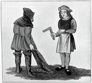 Set Square Prints: Carpenter and fisherman, 15th century, (1910)
