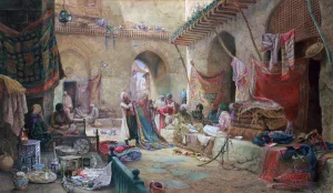 Market Prints: Carpet Bazaar, Cairo, 1887. Artist: Charles Robertson