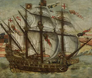 Carrack Gallery: The carrack Henry Grace a Dieu, 16th century. Artist: English master