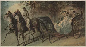 Constantin Guys French Prints: Carriage in the Bois de Boulogne, 1800s. Creator: Constantin Guys (French, 1805-1892)