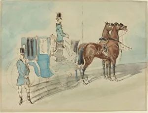 Guys Constantinus Prints: Carriage with Driver and Groom: Spring. Creator: Constantin Guys