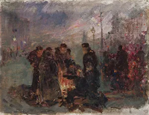 Warming Prints: Carriage Drivers Warming Themselves. Creator: Il'ya Repin