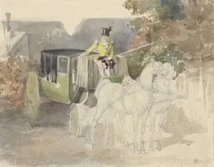 Coach Driver Prints: Carriage with two horses, 1810-1890. Creator: Eugene Louis Lami