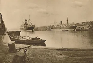 Wharf Prints: Carriers of Londons Food: Unloaded Cargo Boats in the South Dock of the West India Docks