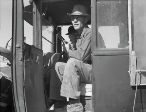 Texan Prints: Carrot pullers from Texas in California, 1937. Creator: Dorothea Lange
