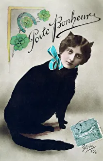 Stamp Seal Prints: Carry Happiness, French Postcard, c1900