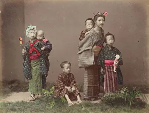 Carrying On Back Prints: Carrying Children, 1870s-1890s. Creator: Kusakabe Kimbei