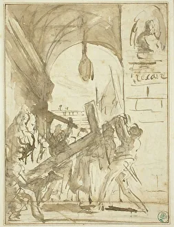 Brown Wash Prints: The Carrying of the Cross, 1747. Creator: Giovanni Battista Piranesi