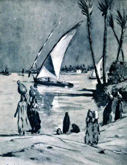 Carrying water from the Nile, Cairo, Egypt, 1928. Artist: Louis Cabanes Carrying water from the Nile, Cairo, Egypt, 1928. Artist: Louis Cabanes