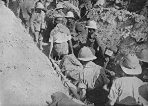Stretcher Bearer Collection: Carrying wounded through the trenches, 1915