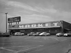 Car Park Prints: Cars parked outside a supermarket, USA, c1956