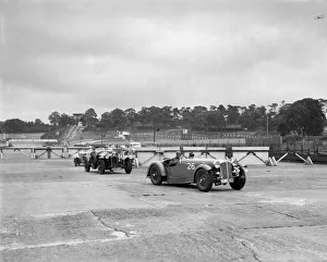Cars racing through the chicane, JCC Members Day, Brooklands, 8 July 1939. Artist: Bill Brunell