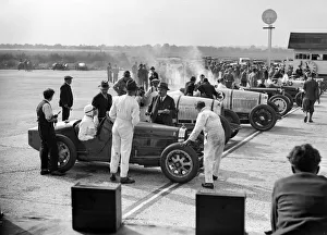 Kaye Prints: Cars on the start line, Surbiton Motor Club race meeting, Brooklands, Surrey, 1928