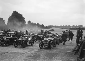 Cars on the starting grid for the Brighton & Hove Motor Club High Speed Trial
