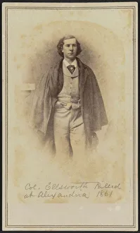 Portraits Prints: Carte-de-visite portrait of Col. Elmer Ephraim Ellsworth, 1861. Creator: Mathew Brady