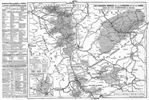 Carte des bassins miniers et des usines metallurgiques de la Lorraine et de la Sarre, 1916. Creator: Unknown