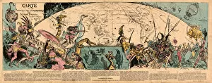 Carte des voyages tres extraordinaires de Saturnin Farandoul. Artist: Robida, Albert (1848-1926)