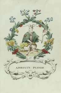 Cartouche Prints: Cartoon of Adriaan Ploos, 1710-1720. Creator: Anon
