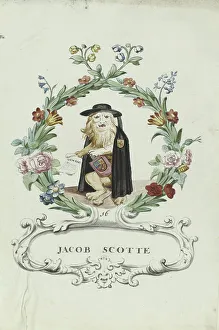 Cartouche Prints: Cartoon of Jacob Scotte, 1710-1720. Creator: Anon