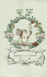 Cartouche Prints: Cartoon of Johan van de Sande, 1710-1720. Creator: Anon