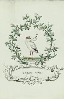 Cartouche Prints: Cartoon of Karel Nys, Provoost, 1710-1720. Creator: Anon