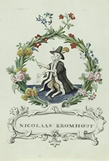 Cartouche Prints: Cartoon of Nicolaas Kromhout, 1710-1720. Creator: Anon