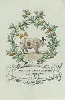 Cartouche Collection: Cartoon of Pieter Kouwenburg van Beloys, 1710-1720. Creator: Anon