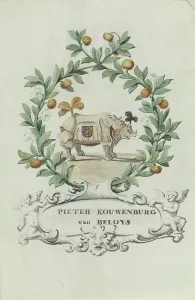 Cartouche Prints: Cartoon of Pieter Kouwenburg van Beloys, 1710-1720. Creator: Anon