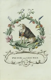 Cartouche Prints: Cartoon of Pieter van Leeuwen, tax, 1710-1720. Creator: Anon