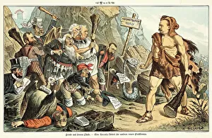 Cleveland Grover Prints: Cartoon from Puck, between 1880 and 1889. Creators: Joseph Keppler, Bernhard Gillam
