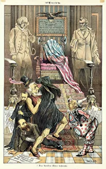 A Lincoln Prints: Cartoon from Puck, between 1880 and 1889. Creators: Joseph Keppler, Bernhard Gillam